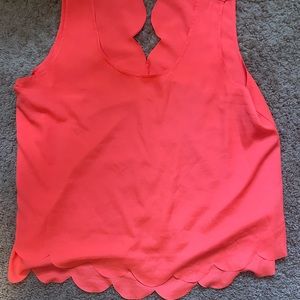 Scalloped neon blouse